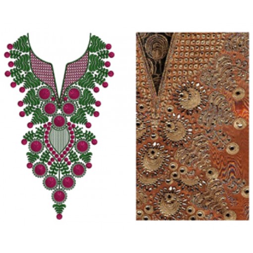 Arab Fashion Clothing Neck Embroidery Design 15070 Arab Fashion Clothing Neck Embroidery Design 15070