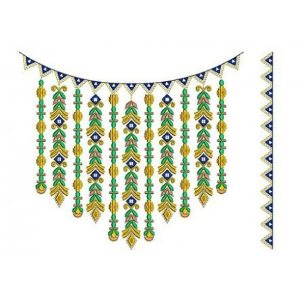 Verdant Festoon Neck Embroidery Design
