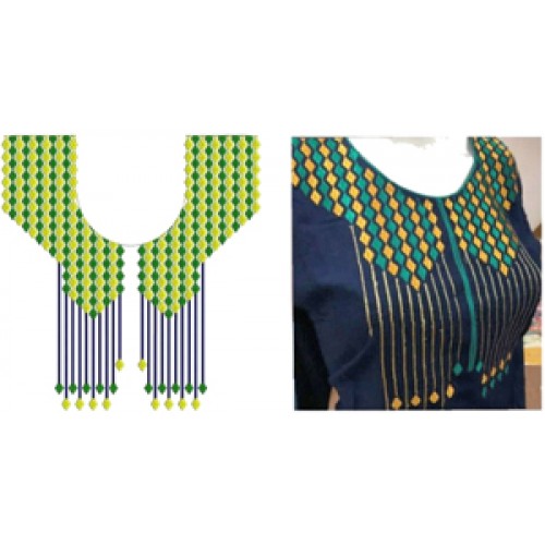 Batik Long Dress Neck Embroidery Design