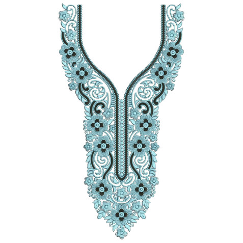 Baroque Floral Neckline Embroidery Design