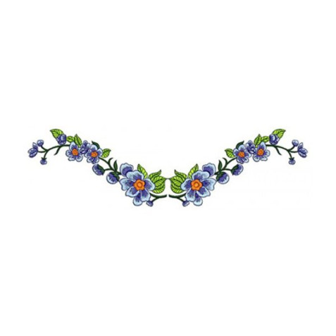Elegant Blue Floral Neck Embroidery Design