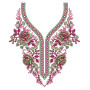 Magenta Gulab Neck Embroidery Design