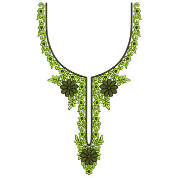 Lime Leaf Border Neck Embroidery Design