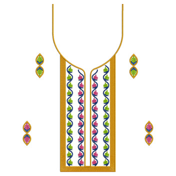Colourful Embroidery Neck Design