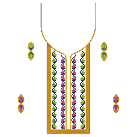 Colourful Embroidery Neck Design