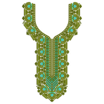 Geometric Floral Placket Embroidery Design