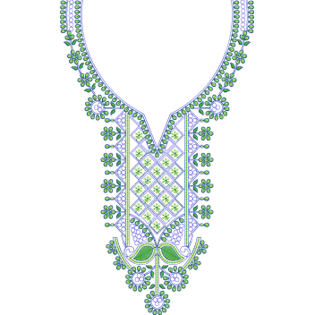 Elegant Traditional Floral V-Neckline Embroidery Design