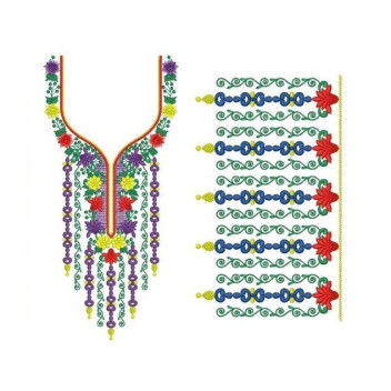 Floral Border Neckline Embroidery Design