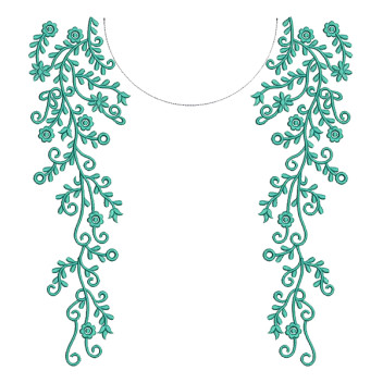 Embroidery Neck For Plain Gown