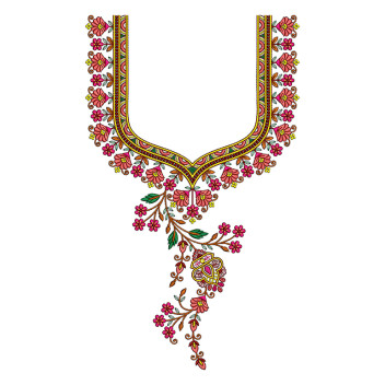 winding rose buti neckline embroidery design