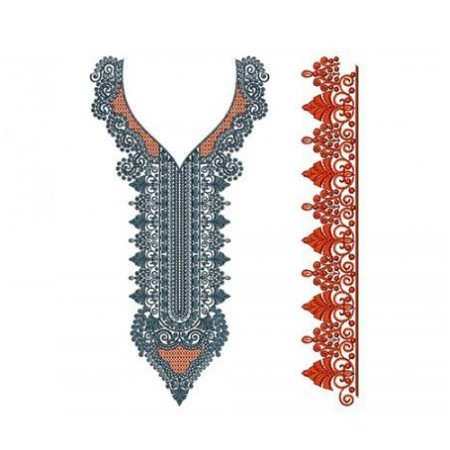 Terra-Cotta Neck Embroidery Design