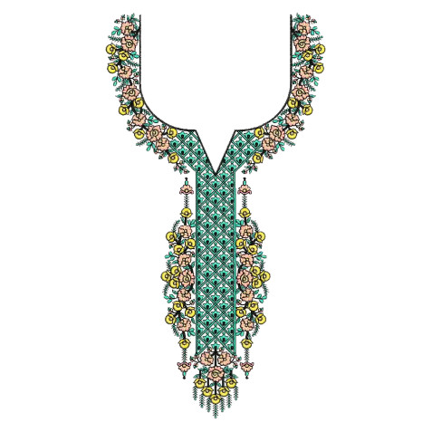 Floral Embroidery Neck Design