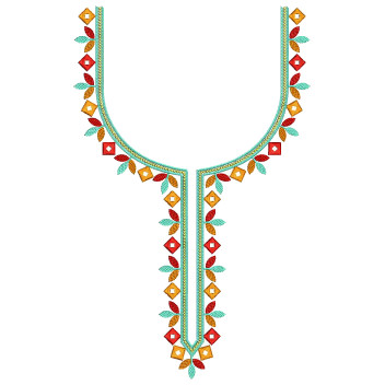 Floral Mirror Neck Embroidery Design