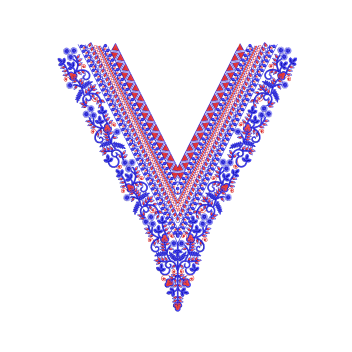 Floral V-Neckline Border Embroidery Design