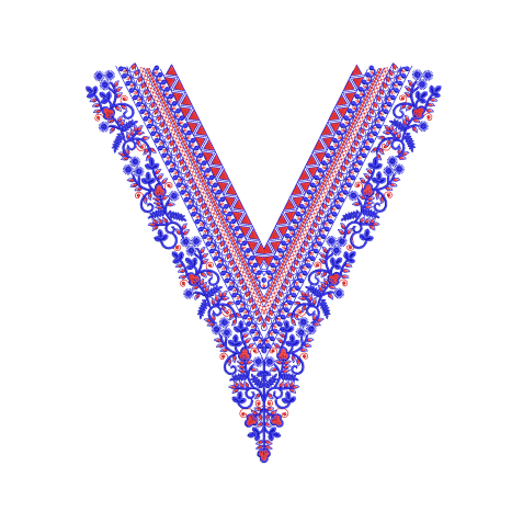 Floral V-Neckline Border Embroidery Design