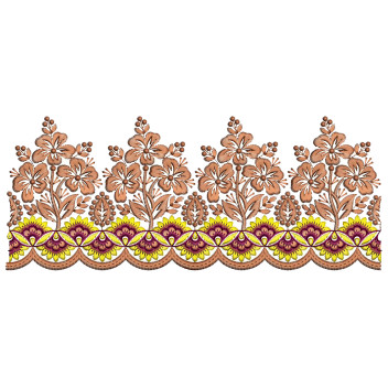 Elegant Floral Scallop Border Machine Embroidery Design for Apparel & Decor