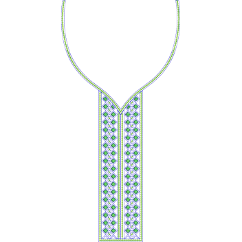 Geometric Diamond Placket Neckline Embroidery Design