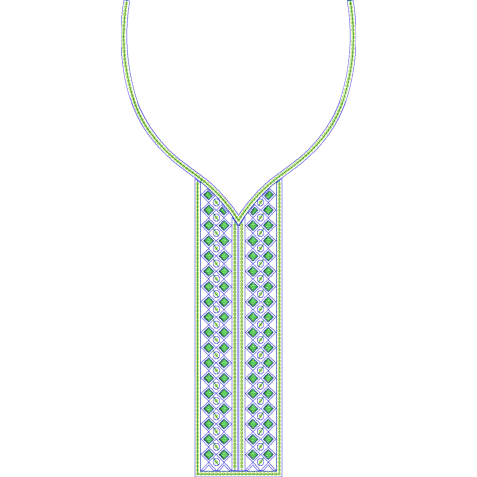 Geometric Diamond Placket Neckline Embroidery Design