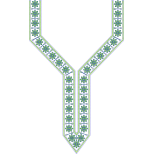 Hexagonal Floral V-Neckline Embroidery Design