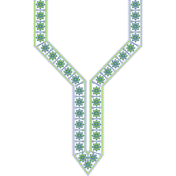 Hexagonal Floral V-Neckline Embroidery Design