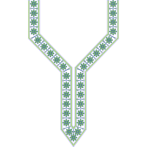 Hexagonal Floral V-Neckline Embroidery Design