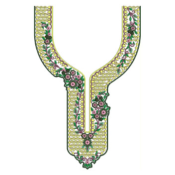 Chartreuse Weave Neck Embroidery Design