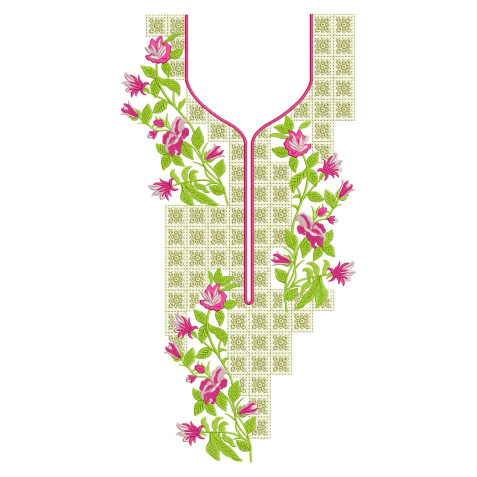 Mughal Trellis Rose Cascade Embroidery Design