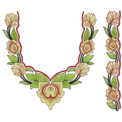 Ladies Suit Neck Embroidery Design