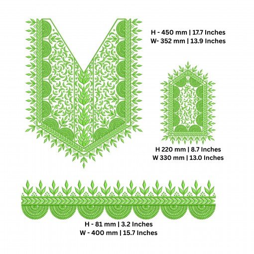 Elegant Floral Neck and Sleeves Embroidery Design Elegant Floral Neck and Sleeves Embroidery Design