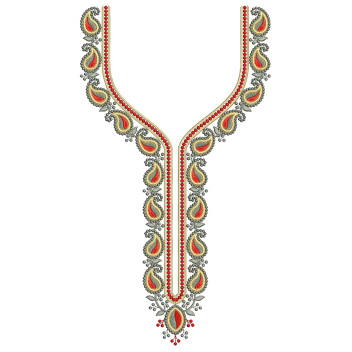 Paisley Neck Motif Embroidery Design