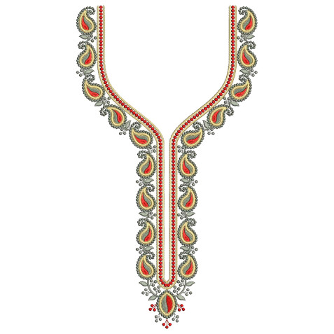 Paisley Neck Motif Embroidery Design