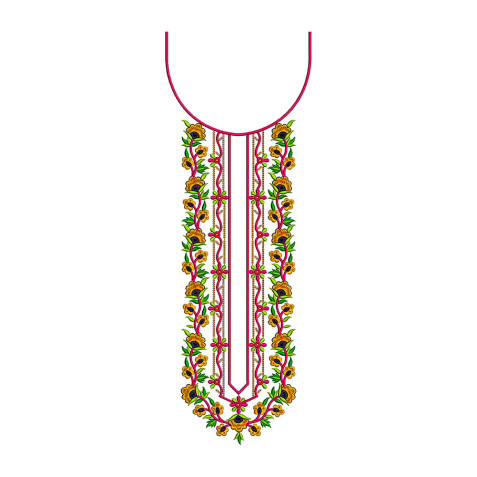 Long Suit Neck Embroidery Design