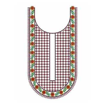 Long U Neck Embroidery Design