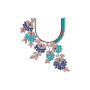 Navy Floral High Neck Embroidery