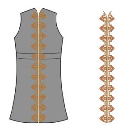 Ornate Medallion Placket Embroidery Design