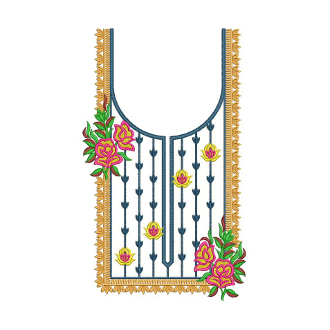 Neck Latest Embroidery Design Kurtis