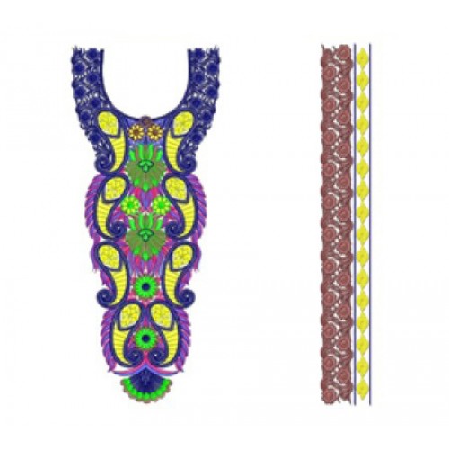 New Kabaya Long Neck Dress Embroidery Design