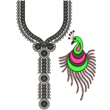 Peacock & Flower Neck Embroidery Design 20600 Peacock & Flower Neck Embroidery Design 20600
