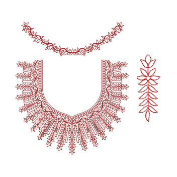 Redwork Embroidery Neck For Cotton Tops