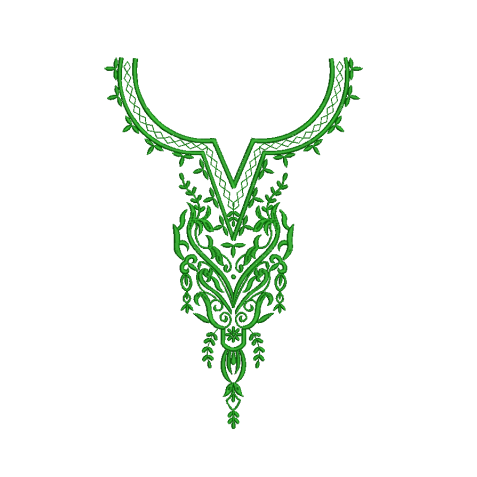 Regal Vine V-Neck Embroidery Design