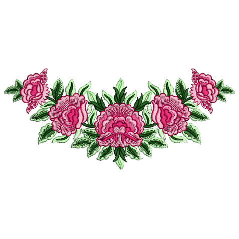 Rose Flower Boat Neck Embroidery Design