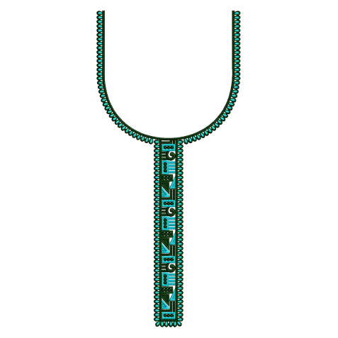 Geometric Tribal Revival Neckline Embroidery Design