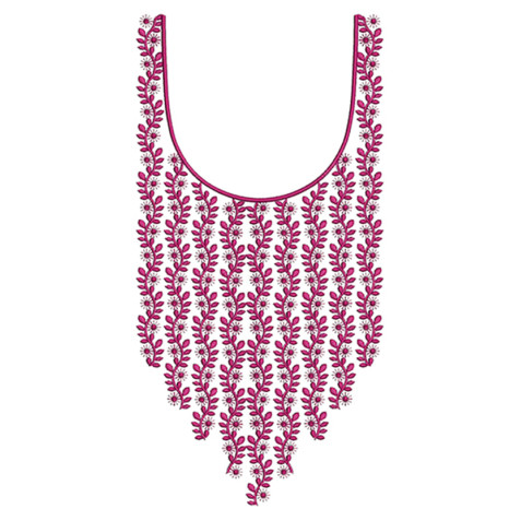 Magenta Cascade Yoke Embroidery Design