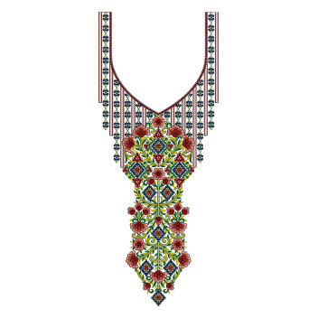 Ornate Boota Drop Yoke embroidery design
