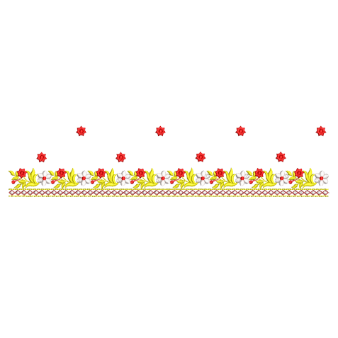 Vibrant Floral U-Neck Embroidery Design