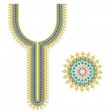 colorful long Panjabi neckline embroidery design colorful long Panjabi neckline embroidery design
