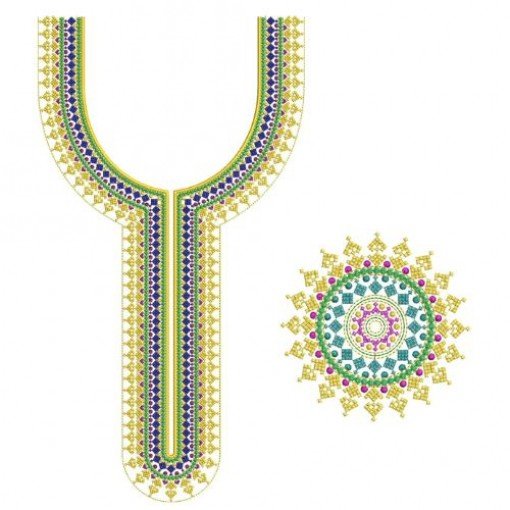 colorful long Panjabi neckline embroidery design colorful long Panjabi neckline embroidery design