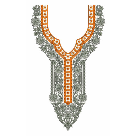 Gilded Boteh Neck Embroidery Design