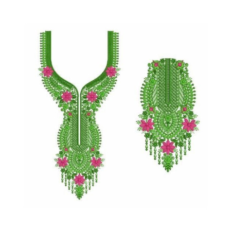 Dense Floral Yoke Embroidery Design